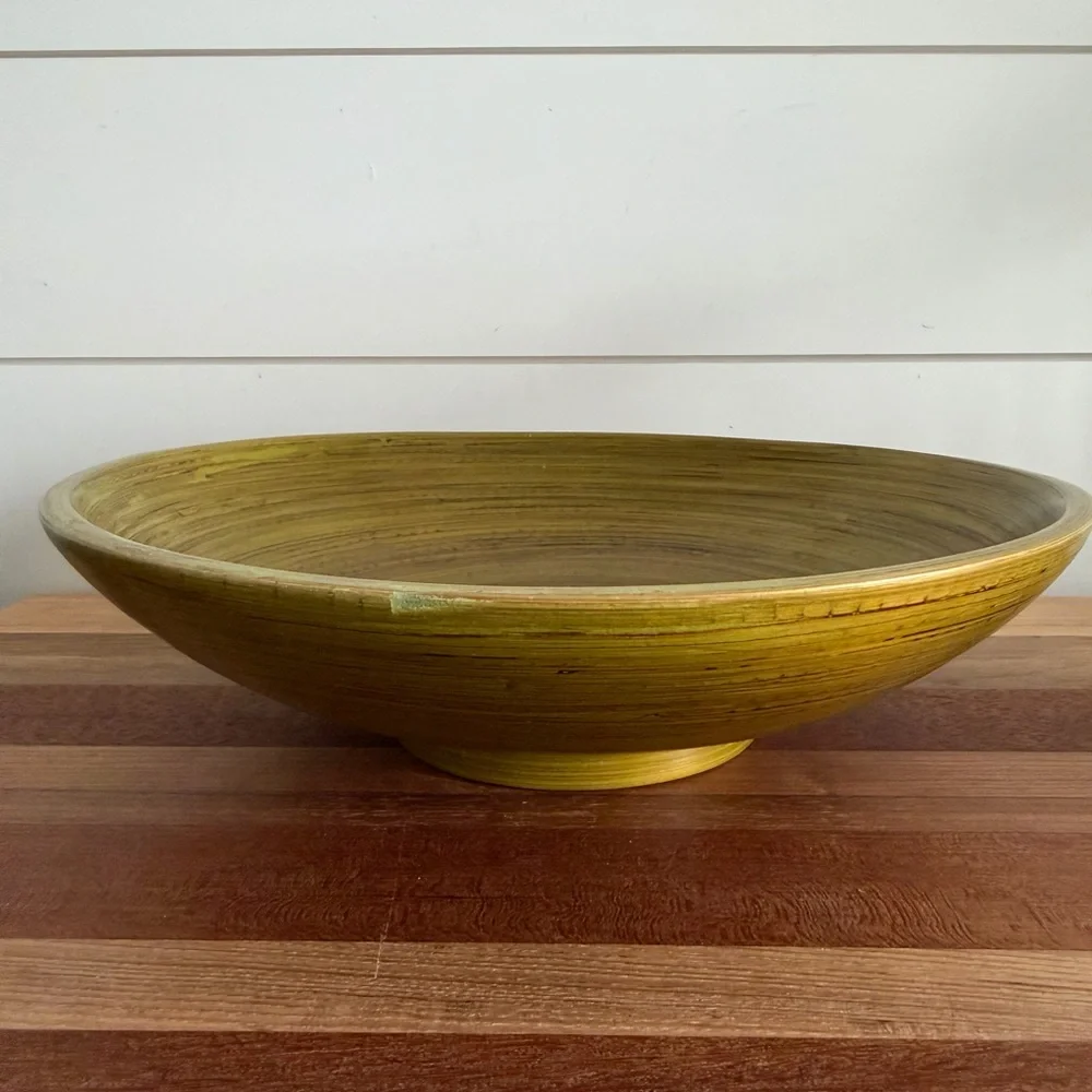 Pottery Barn Bamboo Serving Bowl 10.5 inch Green. PRICE DROP FIRM